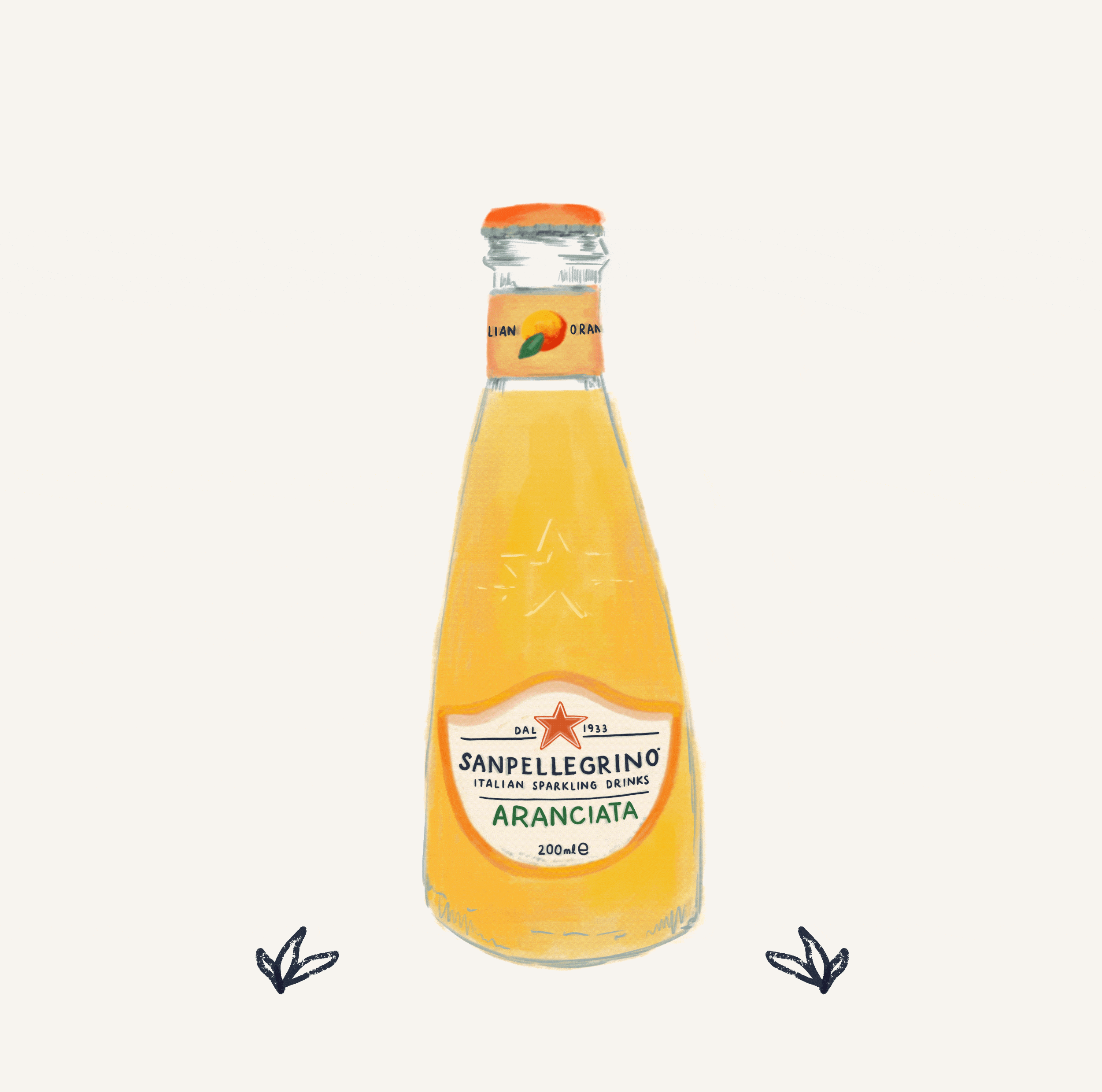 Animation of Aranciata bottle and growing orange plant